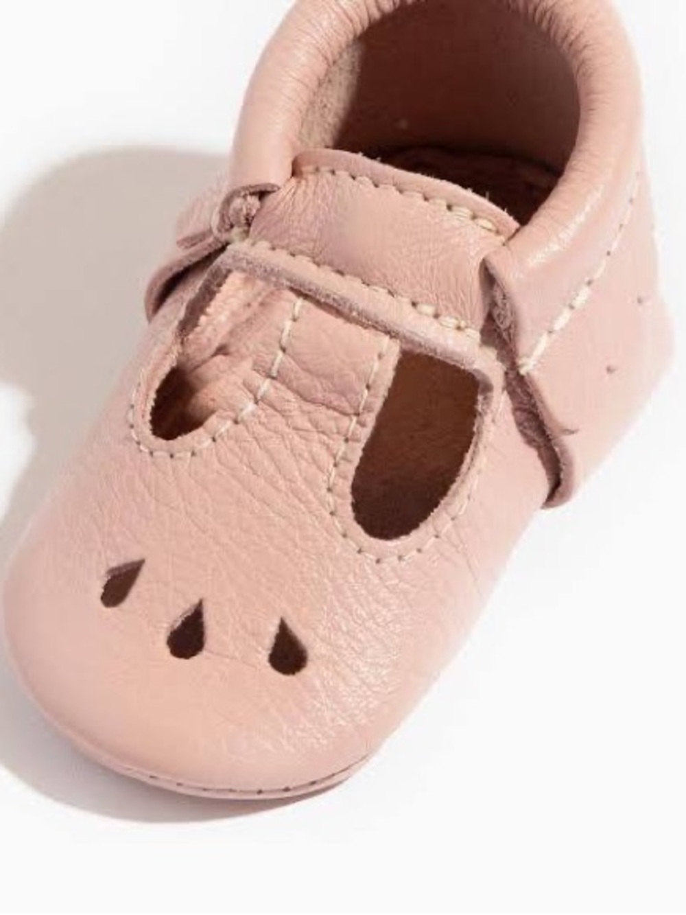 Soft Pink Leather T-Strap Baby Shoes